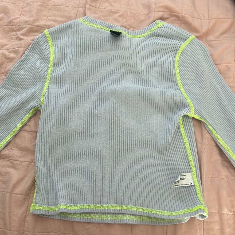 Wild fable long sleeve baby blue with neon green stitching